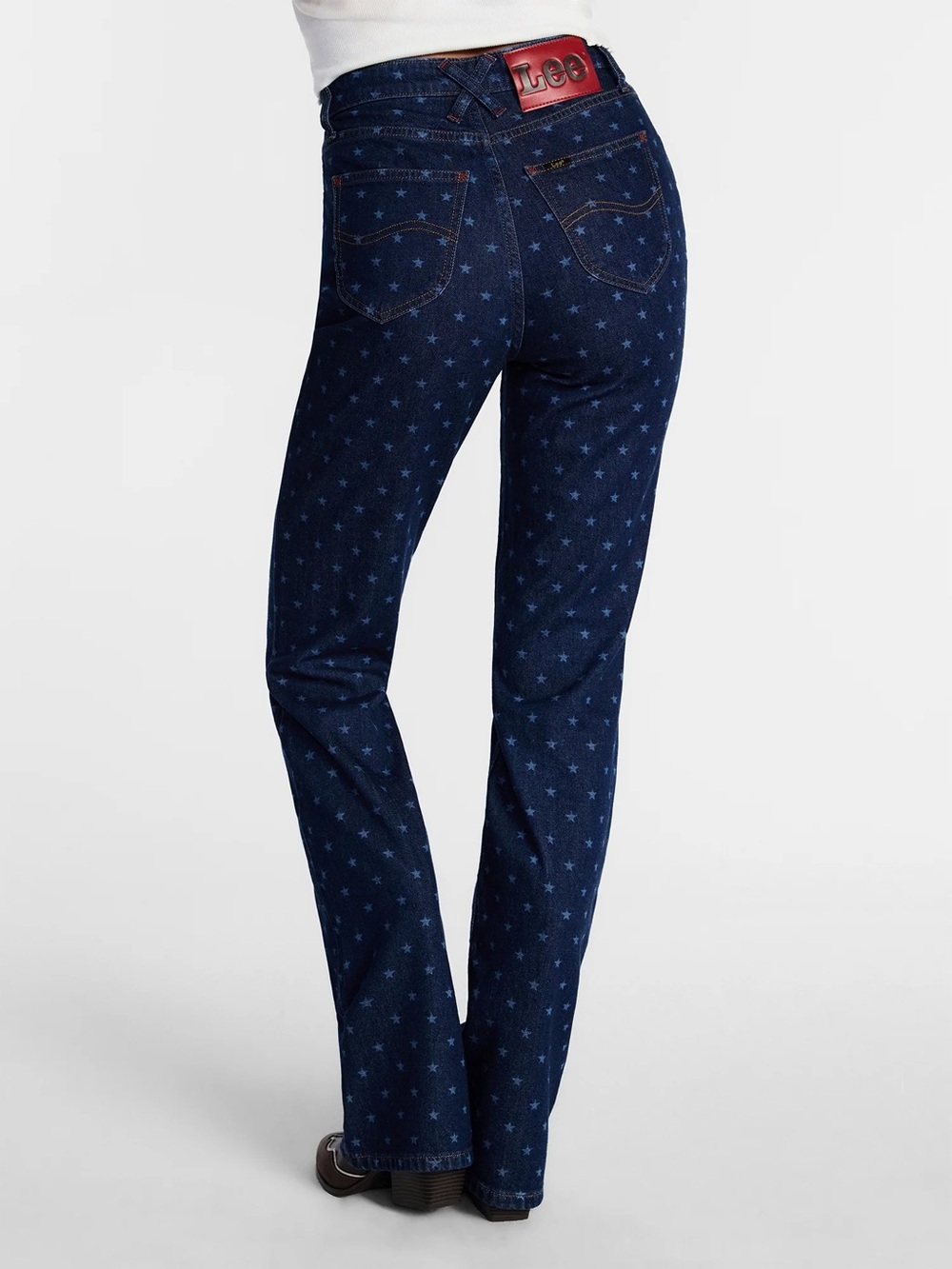 Lee Women's Navy Star-Print Boot Cut Jeans